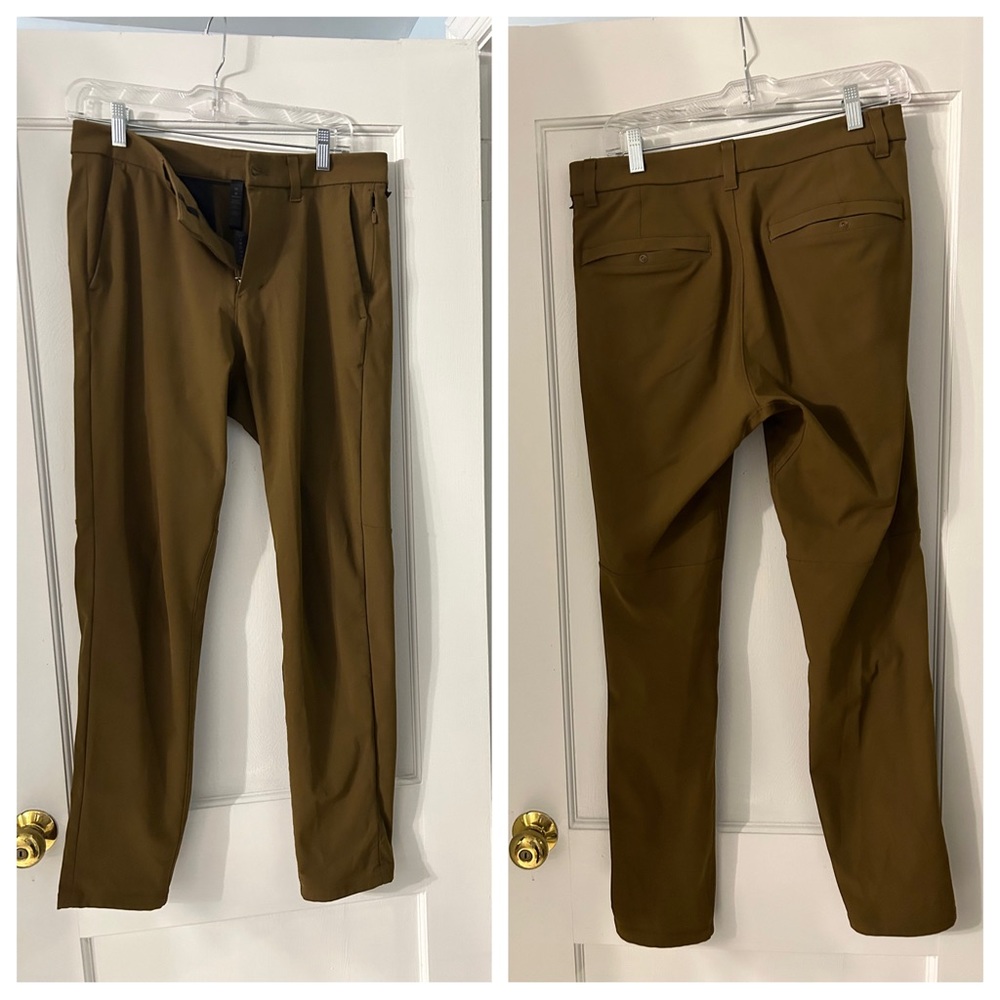Lululemon commission pant in artifact / dark mustard + tan/brown